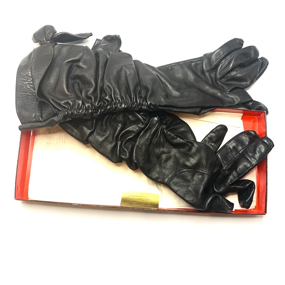 NEW NWT Black Coach leather gloves w Box +orig BOX